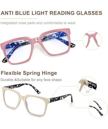 Buy EASY READ 3 Pairs Women's Reading Glasses - Blue Light Blocking Anti-UV Spring Hinge - Black Pink Beige 2.0x - Buy Online on GoSupps.com