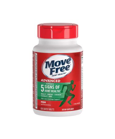 Move Free Advanced Glucosamine Chondroitin MSM Joint Support Supplement For Men and Women, Supports Mobility Comfort Strength Flexibility & Bone - (120ct bottle), Coated Tablets*