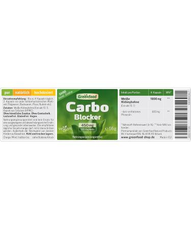 Carbo Blocker 450 mg - Natural White Kidney Extract Vegan 120 Capsules - No Additives Non-GMO - Buy Online on GoSupps.com