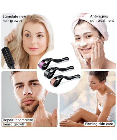 Derma Roller Microneedle Roller for Face Body Beard Hair Growth - 3 Pack Titanium Needles for Home Use - Buy Online on GoSupps.com