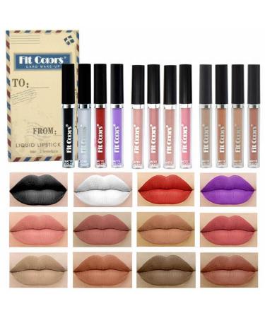 Xiahium 4Pcs Matte Liquid Lipstick Set - Long Lasting Waterproof Lip Stain Gift Set for Women - Nude Dark Shades - Non-Stick Cup Formula - 0.08 Fl Oz (Pack of 4) - Buy Online on GoSupps.com