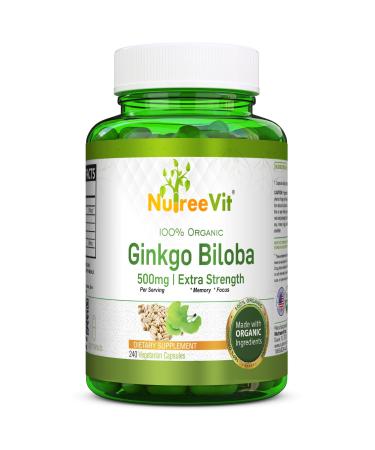 NutreeVit Ginkgo Biloba Herbal Supplement Capsules (240 Count) 1 Count (Pack of 1)