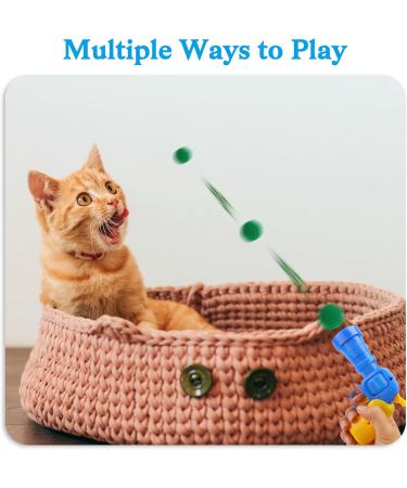 Buy Wllhyf 50-Piece Cat Toy Ball Set with Noiseless Thrower - Interactive Indoor Soft Plush Toys for Cats & Kittens - Buy Online on GoSupps.com