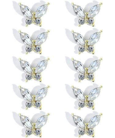 FEIlei 10Pcs Luxury Alloy Nail Charms Nail Rhinestones Gems Luxury Nail Art Rhinestones Silver - Buy Online on GoSupps.com