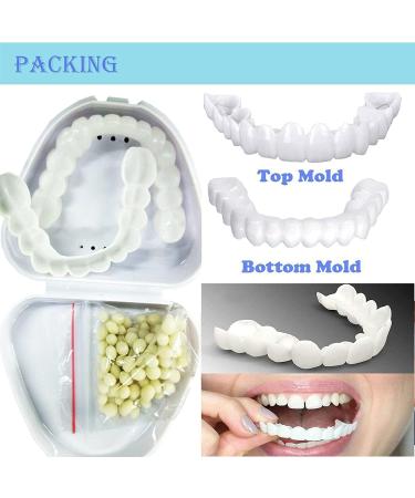 Giural Upper & Lower Dentures - 2 Pairs Comfort Fit Cosmetic Tooth Veneers for Men & Women | Quick-Adjust Festival Prostheses - Buy Online on GoSupps.com