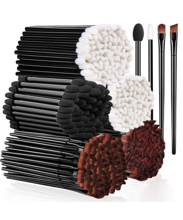 250 Pieces Disposable Eyebrow Brushes Makeup Brush Set 100PCS Angled/Round Eyebrow Brushes 50PCS Double-End Eyeshadow Brushes 100PCS Lip Brushes for Women Girls Salon Beauty Cosmetic Make up Tool