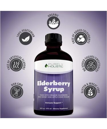 Organic Elderberry Syrup for Adults & Kids - 50% MORE 16 fl oz - Immune Support with Black Sambucus, Propolis, Echinacea, Raw Honey & Apple Cider Vinegar - Buy Online on GoSupps.com