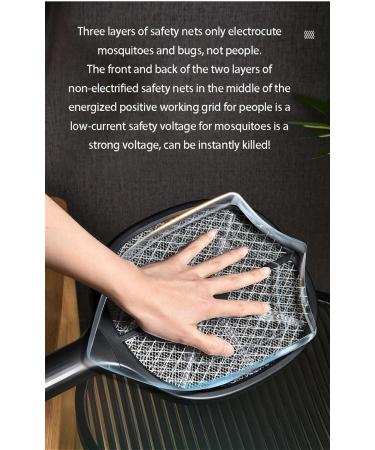 2-in-1 Electric Mosquito Swat 3000V High Voltage LED Handheld Mosquito Swat with 3-Layer Safety Net USB Rechargeable Portable Fly Swat with Charging Base - Buy Online on GoSupps.com