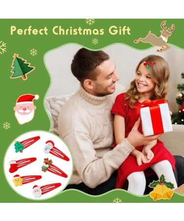 Kiiwah Christmas Snap Hair Clips Christmas Hair Accessories Hair Barrettes Red Hair Clips for Kids Girls Women Christmas Party - Buy Online on GoSupps.com