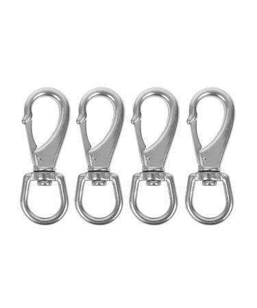 ARTISHION Stainless Steel Swivel Eye Snap Hooks Marine Boat Hardware Spring Buckle for Pet Chains Keychains Boat Anchor Ropes Bird Feeders Lanyard Hook 4 Pack M4(0#)