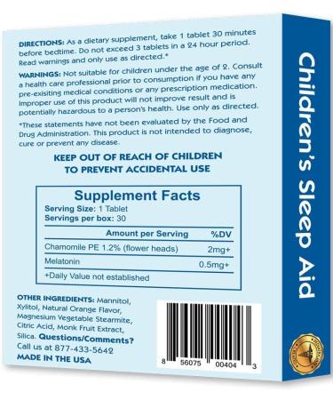 Creekside Naturals Children's Sleep Aid with Melatonin & Chamomile - Vegan Orange Dream Flavor (30 Tablets) - Buy Online on GoSupps.com