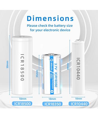 Buy 18350 Rechargeable Batteries 900mAh 3.7V - ICR Li-ion Battery for Flashlights & Solar Lights | 4 Count Pack - Buy Online on GoSupps.com
