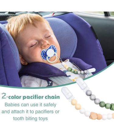 2 Pack Silicone Pacifier Clips for Baby Boys and Girls - Flexible Binky Holder in Green and Orange - Perfect Baby Gift - Buy Online on GoSupps.com
