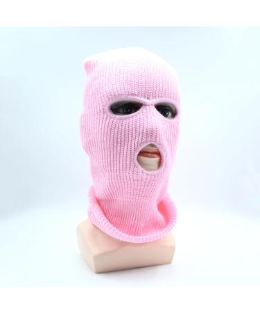 LINSOCLE 2PCS Balaclava - 3-Hole Storm Mask | Knitted Hood & Ski Cap for Motorcycle & Bicycle | Black & Pink - Buy Online on GoSupps.com