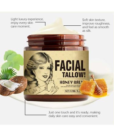 Organic Facial Tallow & Honey Balm - Hydrating Grass-Fed Beef Tallow Moisturizer for Face & Body - Buy Online on GoSupps.com