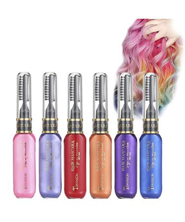 Hair Chalks for Girls Bestauty 6PCS Hair Chalk Temporary Hair Dye Hair Mascara Color Washable Hair Spray for Kids Temporary Hair Color for Christmas/Birthday Party/Costume Party Cosplay Color A