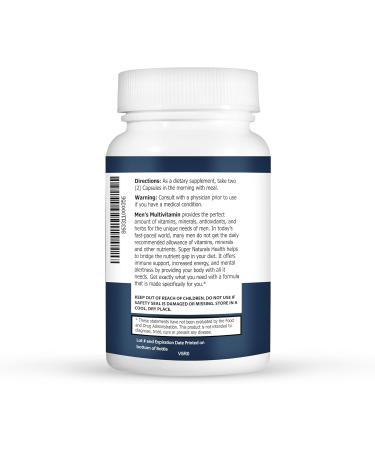 Super Naturals Men's Daily Multivitamin Energy Enhancer and Immune System Support for Men (60 Capsules 30 Day Supply) - Buy Online on GoSupps.com
