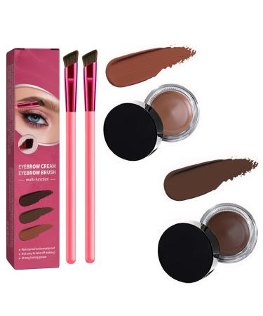 Anjoize 4-Tip Microblade Brow Pen Home Eyebrow Care Kit 4D Laminated (Light Brown+Dark Brown)