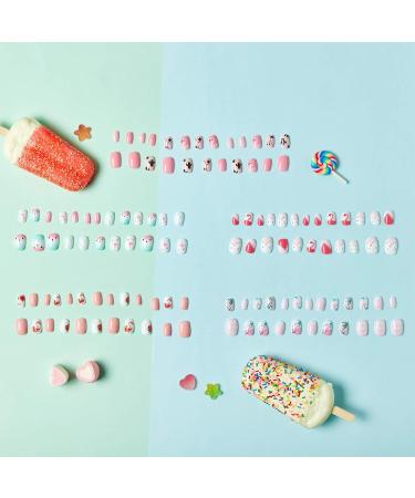 120 Pieces Girls Press-On Fake Nails | Full Cover Short Artificial Nail Tips for Kids | Flamingo Nail Art Decoration - Buy Online on GoSupps.com