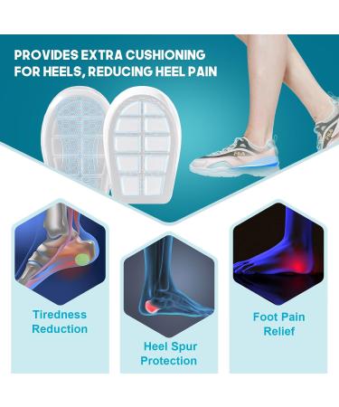 Upgraded Gel Heel Cups for Heel Pain Relief | Cushions for Plantar Fasciitis & Achilles Tendonitis | Shock Absorption Inserts (Women 6.5-12 Men 5.5-11) - Clear - Buy Online on GoSupps.com