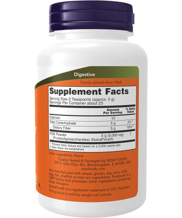 Now Foods NutraFlora FOS Pure Powder 4 oz - Prebiotic Fiber Supplement - Buy Online on GoSupps.com