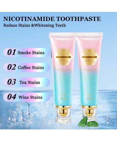 2Pcs Acssart Radiant Niacinamide Intensive Whitening Toothpaste, Niacinamide White Toothpastes, Remove Tooth Stains, Fresh Breath - Buy Online on GoSupps.com