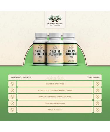 Double Wood Glutathione Dietary Supplements - 90 Gluten-Free S-Acetyl L-Glutathione Capsules (100mg) | Antioxidant Support | Genetic Engineering Free - Buy Online on GoSupps.com