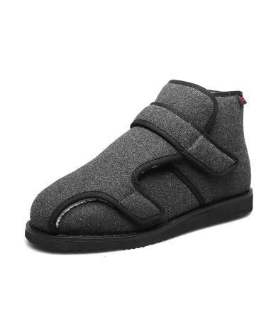 Diabetic Edema Shoes for Men Outdoor Men Plantar Fasciitis Touch Close Bar-Strap Slippers Adjustable Open Toe Swollen Feetindoor Foam Slippers 13 Gris