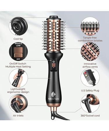 MiroPure Hot Air Brush: 4-in-1 One-Step Hair Dryer & Volumizer for Women | Upgraded Version with Leakage Protector and Round Design - Buy Online on GoSupps.com