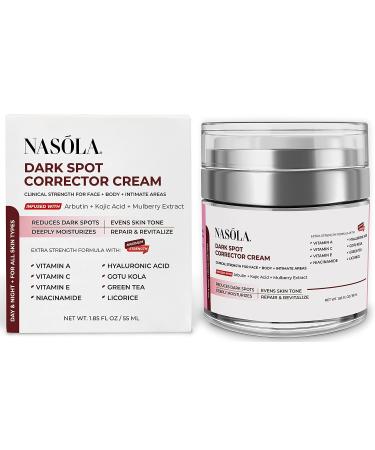 Nasola Dark Spot Corrector Cream - Natural Skincare for Face, Body, Underarms, Elbows & Privates - with Kojic Acid & Mulberry - 1.85 Fl Oz - Buy Online on GoSupps.com