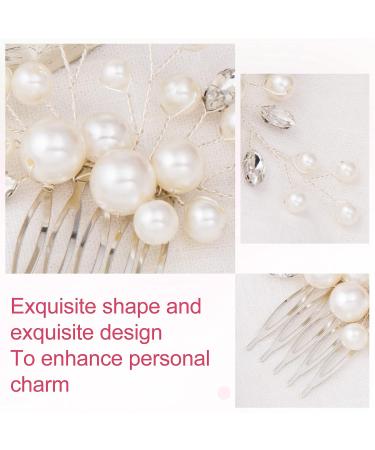PAGOW Pearl Rhinestone Hair Comb Set - Crystal Flower Hairpieces for Women - Bridal Wedding Accessories (Silver White) - Buy Online on GoSupps.com