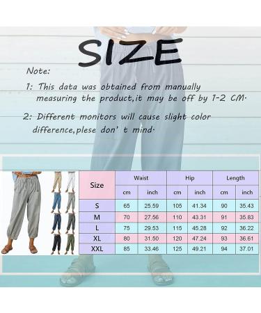KAAUSE Linen Pants for Women - Loose Fit Cropped Work Pants with Pockets, Elastic High Waist - Navy, Large - Buy Online on GoSupps.com