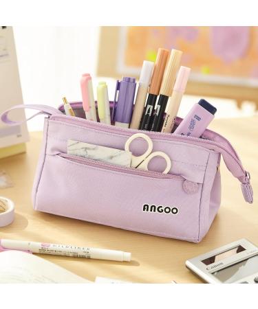ANGOOBABY Large Capacity Pencil Case Durable Pen Pouch Portable Pencil Bag with Handle for School Teen Girl Boy Men Women Adults purple - Buy Online on GoSupps.com