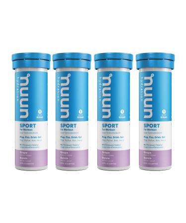 Nuun Sport: Electrolyte Drink Tablets Box of 4 Tubes (40 servings) Grape Electrolyte Hydration Supplement