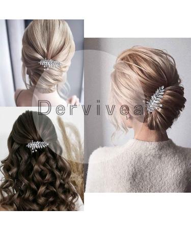 Dervivea Boho Leaves Hair Comb Pearl Bridal Wedding Hair Comb Silver Leaf Headpiece Comb Metal Leaf Branch Hair Combs Headpiece Decorative Hair Accessories for Women and Girls Headdress (Silver) - Buy Online on GoSupps.com