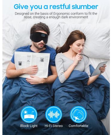 Sleep Headphones Bluetooth 5.4 Sleep Mask Bluetooth 3D Eye Cover for Sleeping Travel Hi-Fi Wireless Headphones Built-in Mic & Ultra Soft Sleeping Mask Cool Tech Personalised Gift Mother's Day Gift Sleep Mask - Black - Buy Online on GoSupps.com