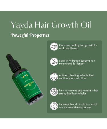 Yayda Hair Growth Oil - Natural & Vegan Hair Growth Serum with Rosemary Green Coffee Lavender | Fights Hair Loss Reduces Thinning DHT Blocker | Best Solution for Hair Regrowth - Buy Online on GoSupps.com