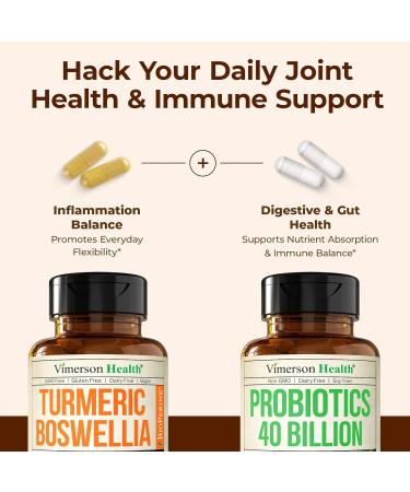 Boswellia Turmeric Curcumin Supplement + 40 Billion CFU Probiotics for Women & Men with Prebiotics Bundle for Joint & Immune Support Digestive & Gut Health with Ginger Root Organic Turmeric Powder - Buy Online on GoSupps.com