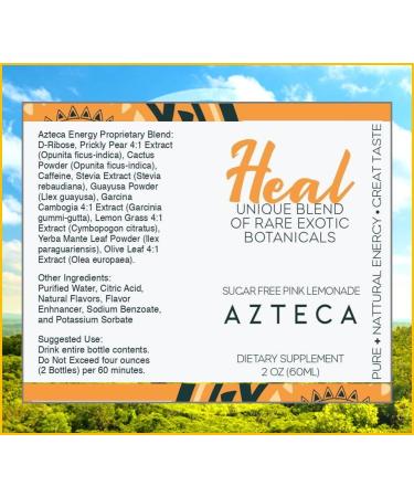 Azteca Botanicals Organic Energy Shot - Boost Performance & Wellness | Natural Energy Shots with Vitamin B12 - Lemon Flavor (6 Pack - Buy Online on GoSupps.com