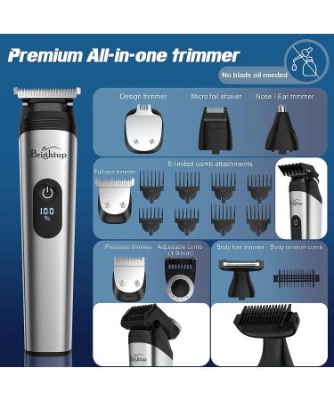 Brightup Beard Trimmer for Men - 22 Piece Grooming Kit with Hair Clippers & Electric Razor - Waterproof Shavers for Face, Nose, Ear & Body - Ideal Men's Gifts - Buy Online on GoSupps.com