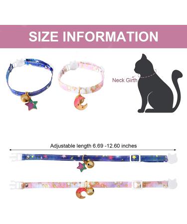 HACRAHO Breakaway Cat Collar 2 PCS - Adjustable Moon Stars Safety Collar for Cats Kittens Puppies - Pink and Blue - Buy Online on GoSupps.com