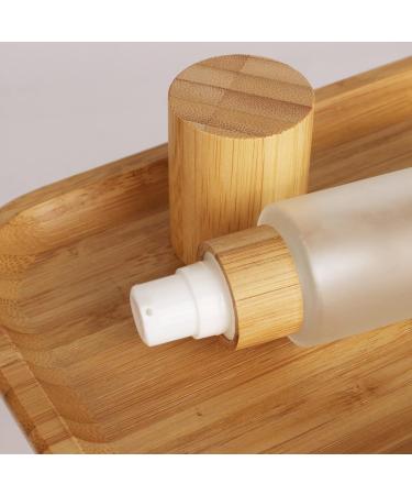 Cosidea 100ml Refillable Bamboo Lid Glass Bottles | Lotion Pump & Travel Containers for Cosmetics - Buy Online on GoSupps.com