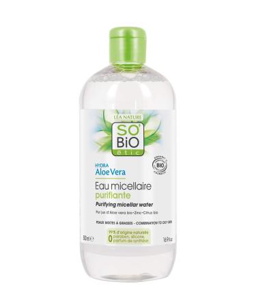 SO'BiO tic Eau Micellaire Purifiante pour Peaux Mixtes Grasses Hydra Aloe Vera Bio 500 ml
