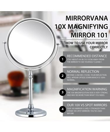 Mirrorvana Large Double Sided 10X and 1X Magnifying Makeup Mirror - 15 Height, 8 Wide with Stand - Gift Box Included - Buy Online on GoSupps.com