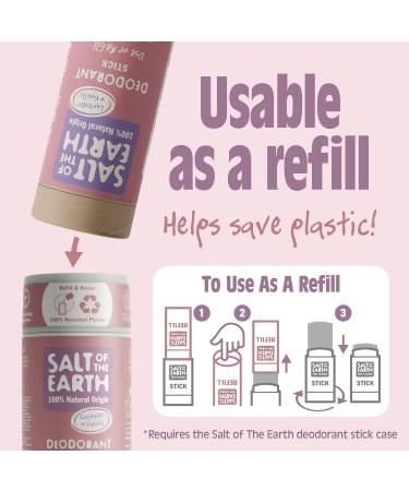 Salt Of the Earth Lavender & Vanilla Deodorant Stick Refill 75g | Vegan, Long-lasting Protection, Leaping Bunny Approved | Made in UK - Buy Online on GoSupps.com