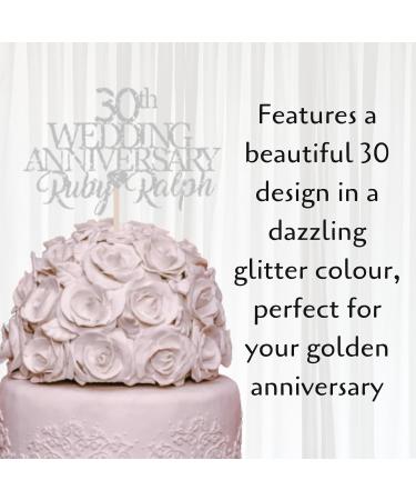 30th Pearl Custom Wedding Anniversary with Both Names. Any years any Names Personalised Cake Topper Glitter Card (GLITTER SILVER) - Buy Online on GoSupps.com