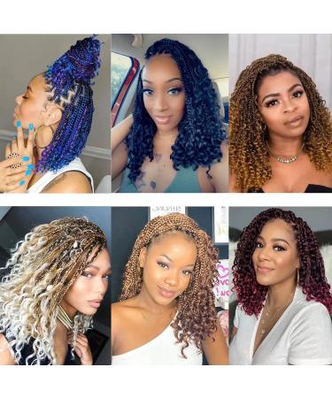 Boho Box Braids Crochet Hair 14 8 Packs Blue Box Braid Extensions for Black Women | Curly Ends Goddess Box Braids Crochet Hair T1B/Blue - Buy Online on GoSupps.com
