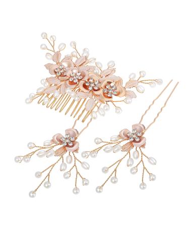 FOMIYES 1 Set Leaf Pearl Hairpin Hairpins Prom Hair Comb Clip Bridesmaid Side Combs Decorative Hair Combs Hair Side Combs for Women Hair Accessories for Women Hair Combs for Women Metal