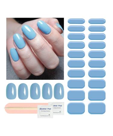 Wahrshei UV Gel Strips | Light blue 20pcs UV gel nail foil | Nail foil self-adhesive | Gel nail stickers gel polish wraps for nails