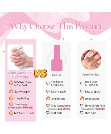 Gel Nail Stickers Semi Cured Gel Nails - 16PCS Stickers Nail Wraps Soft Self-Adhesive - Semi Cured Gel Nail Wraps Gel Nail Stickers - Glossy & Long Lasting Gel Nail Stickers Need UV Light (Nude) - Buy Online on GoSupps.com